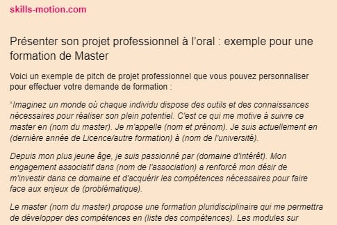 quel est votre projet professionnel exemple de réponse