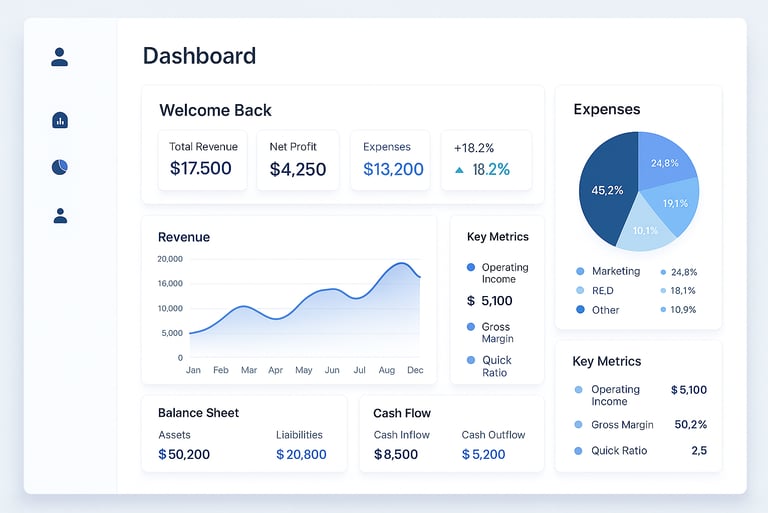 Illustration showing dashboard with virtual CFO financial insights