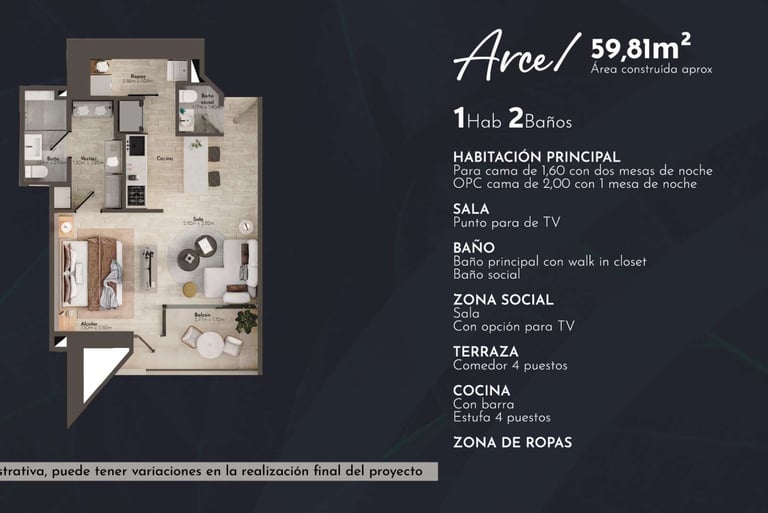 Arvore, Tipología de apartamento Arce en Pereira