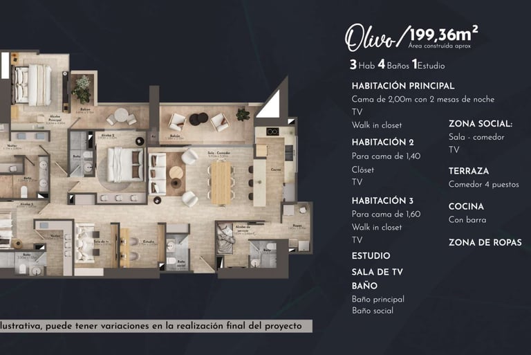 Arvore, Tipología de apartamento Olivo en Pereira