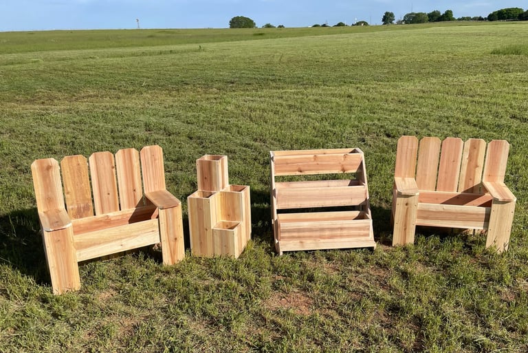 Bench Cedar Planter, Basalt Cedar Planter, Triple Tier Cedar Planter, Bench Cedar Planter