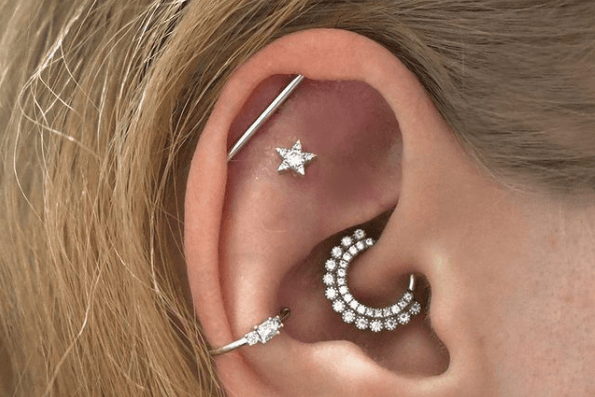 Titanium curved barbell for rook piercing in Stonehaven