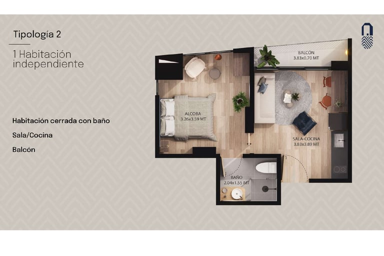 Pinares garden Pereira tipología 2 habitacion independiente