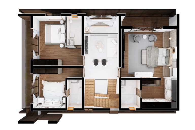 North facing Fortune Hestia villa basement plan with parking and storage areas