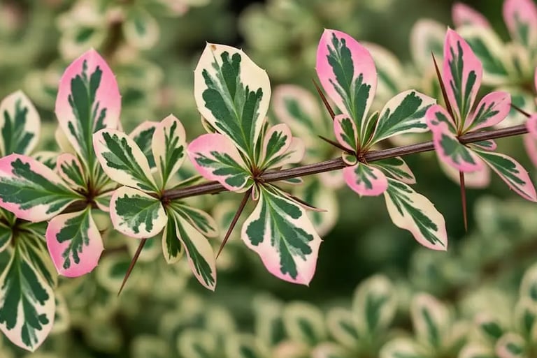 berberis natasza combinacion crema, verde y rosa