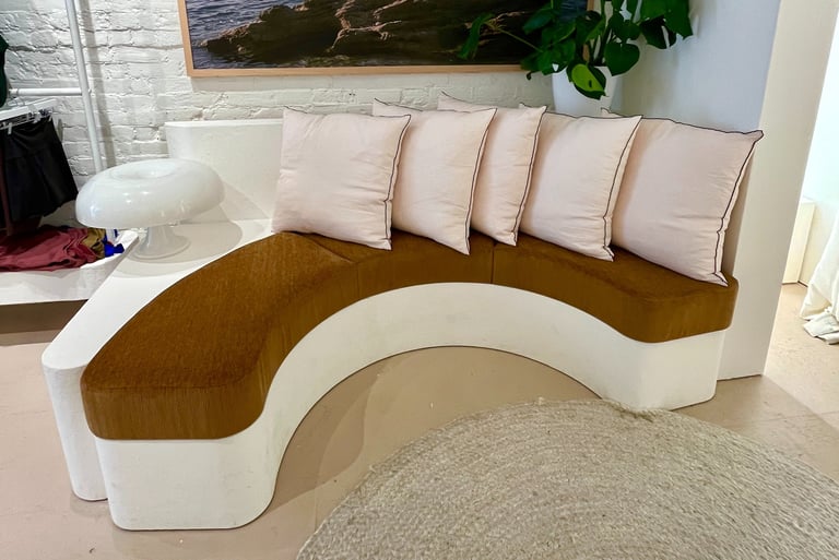 custom cushions with Knoll fabric for Toronto boutique