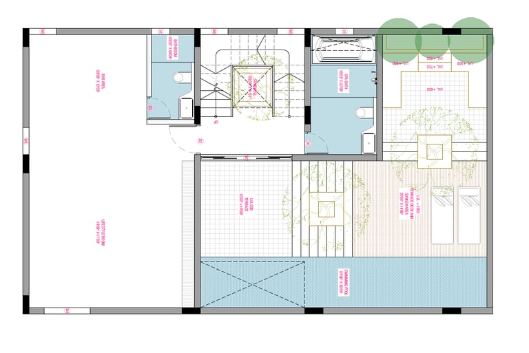 North facing Fortune Hestia villa second floor plan featuring guest room, terrace, and utility space