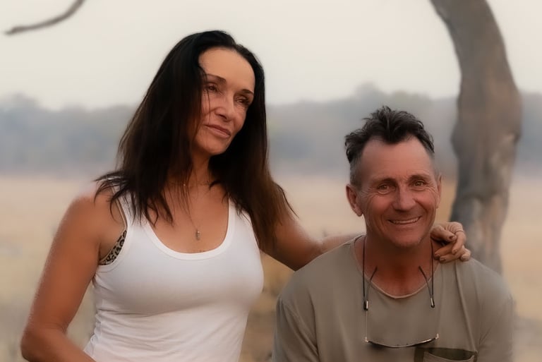 Dave and Linda together in Zimbabwe bush