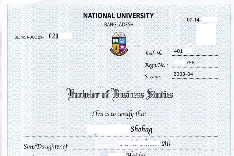 জাতীয় বিশ্ববিদ্যালয়ের মূল সনদ- Nu_ac_bd National Main Certificate