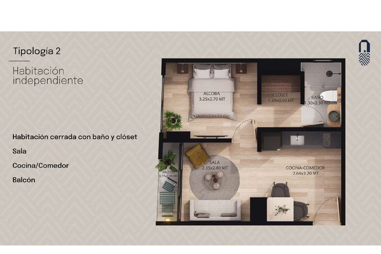 Pinares garden Pereira tipología 2 habitacion independiente 1