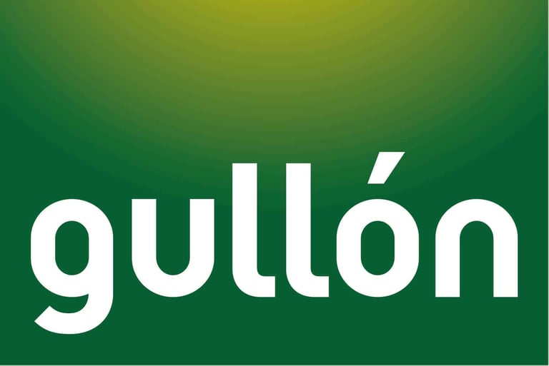 a green and yellow sign with the word gullon on it