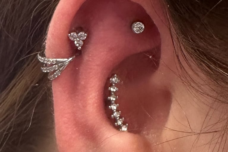 Titanium helix piercing jewellery expertly fitted by Jooles in Stonehaven
