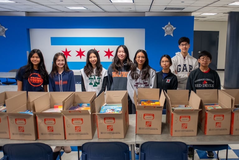The CTYL Team was hard at work sorting books for our book drive for flooded schools in Thailand.