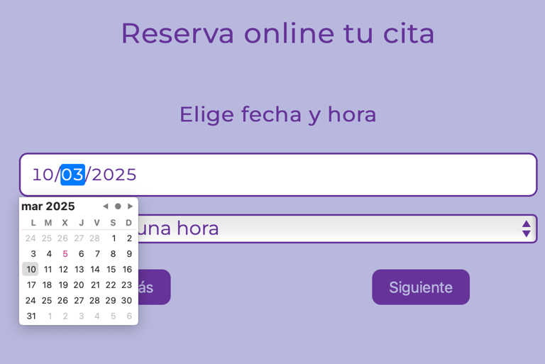 Paso 3. Selección de fecha