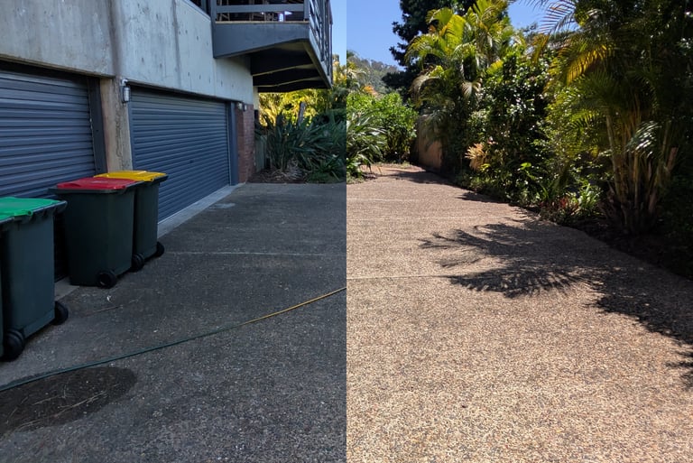 Driveway Pressure Cleaning Before and After in Brisbane