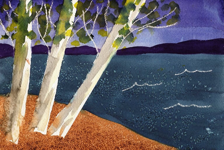 seaside watercolor painting