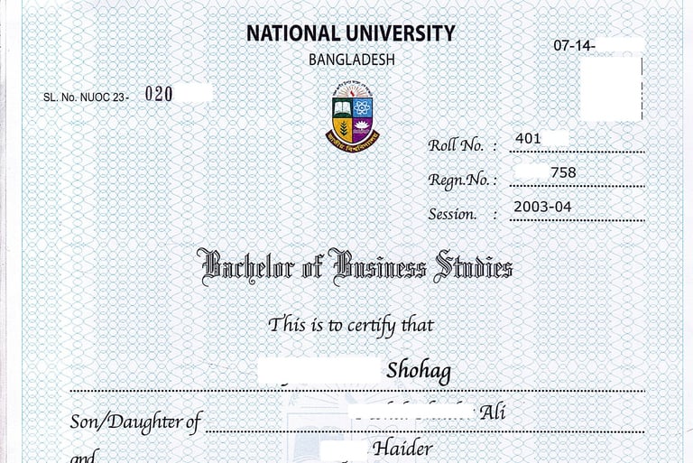 জাতীয় বিশ্ববিদ্যালয়ের মূল সনদ- Nu_ac_bd National Main Certificate
