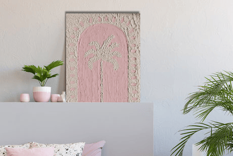 Textured art of pastel pink palm tree