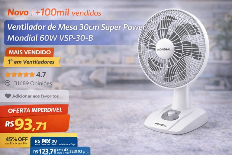 a fan on a table with a white fan