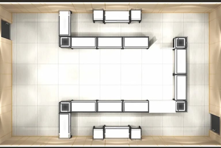 a modern luxury jewelry store with glass display counters 