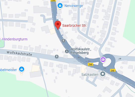 a map of a city with a red marker marker and a red marker marker