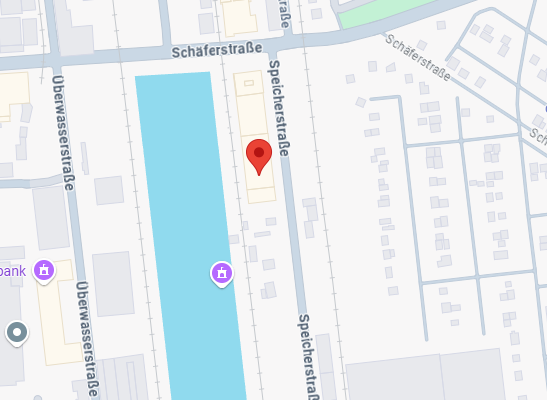 a map of a city with a red marker marker in the middle of it