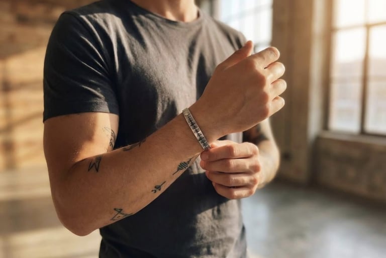 Man with a bracelet on the hand