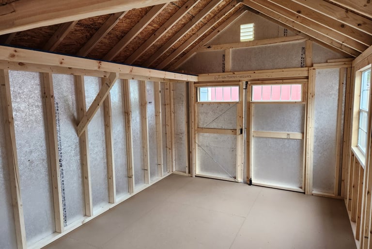 Inside of shed showing shelves