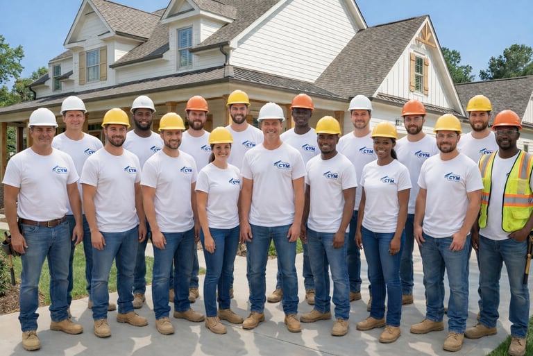 CYM Contractors seamless gutter installation team in Durham NC