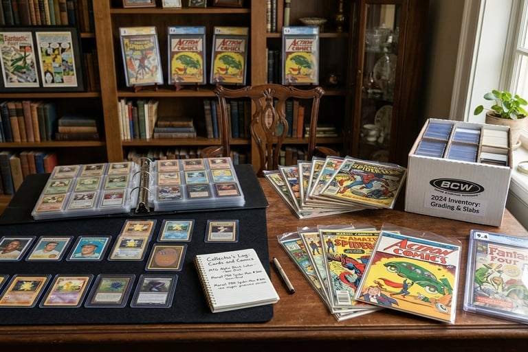  cataloging of vintage comic books and trading cards in a Marietta, GA, Cobb County.