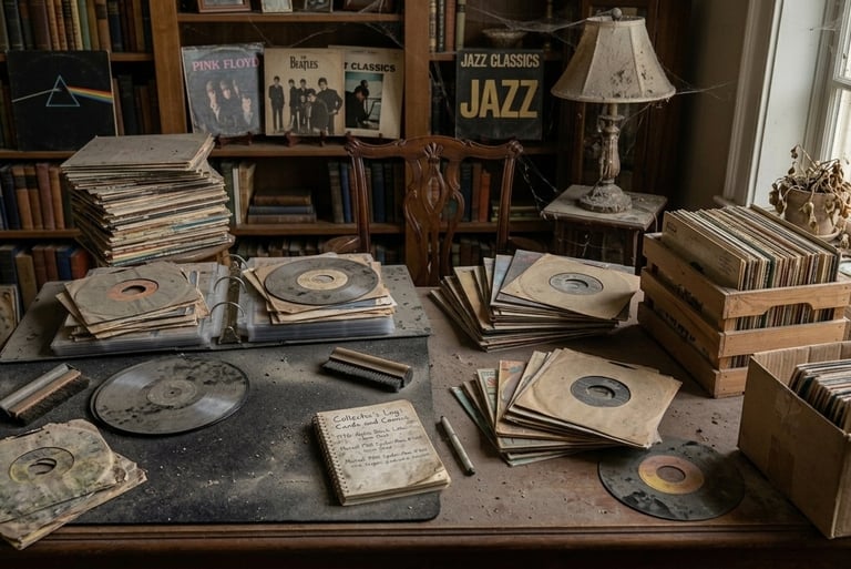 Dusty vintage vinyl record collection in Marietta, GA collection cleaned, cataloged, archived