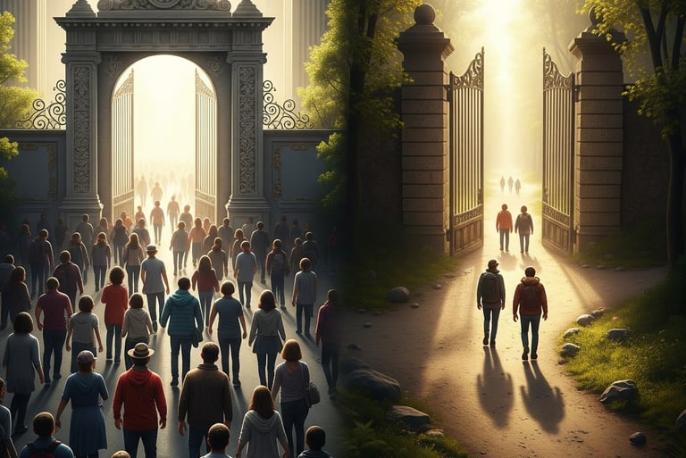 immagine che rappresenta la parabola della porta stretta e della porta larga