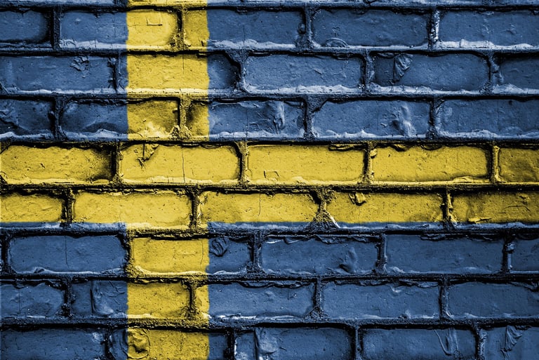 Swedish flag painted on a wall