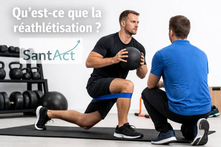 un homme fait de la réathlétisation avec son kiné et ostéo