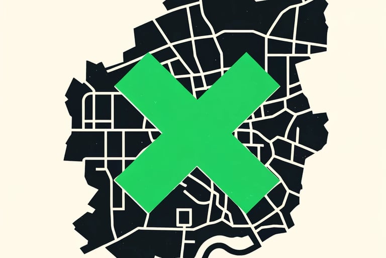 A map of Exeter with a green cross overlaid to highlight Exeter Article 4 directive