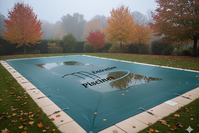 Piscine avec bâche d'hivernage