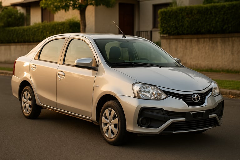 Toyota Etios 2017 prata estacionado em rua residencial – carro usado barato e confiável