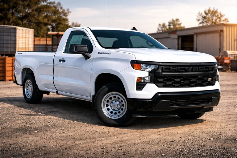 Chevrolet Silverado Work Truck 2027 modelo básico em ambiente de construção
