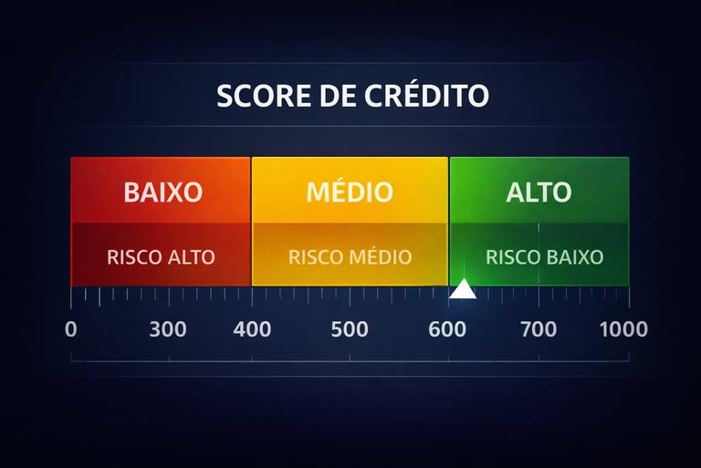 tabela de score para financiamento com faixas de pontuação de crédito baixo médio e alto