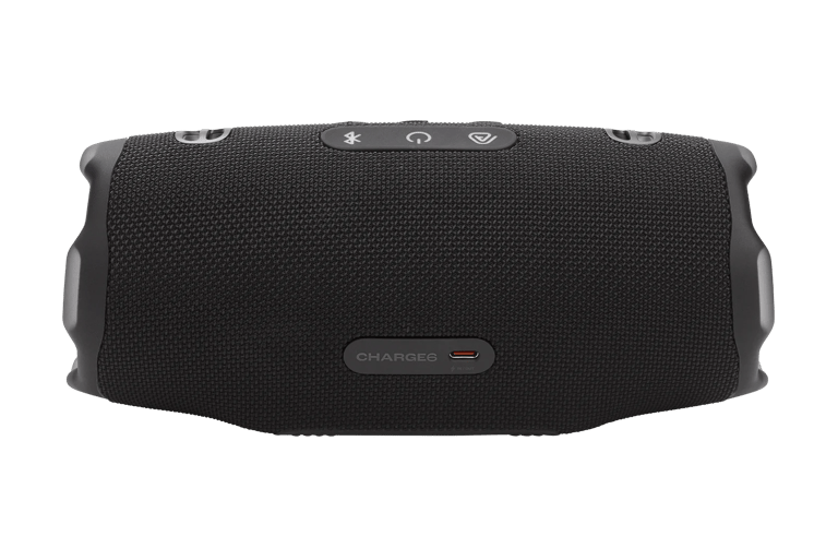 Enceinte JBL Xtreme 5 noire vue arrière avec détail de la prise USB C