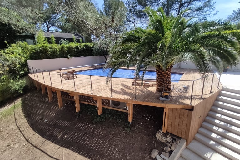 agrandissement terrasse bois en bois exotique