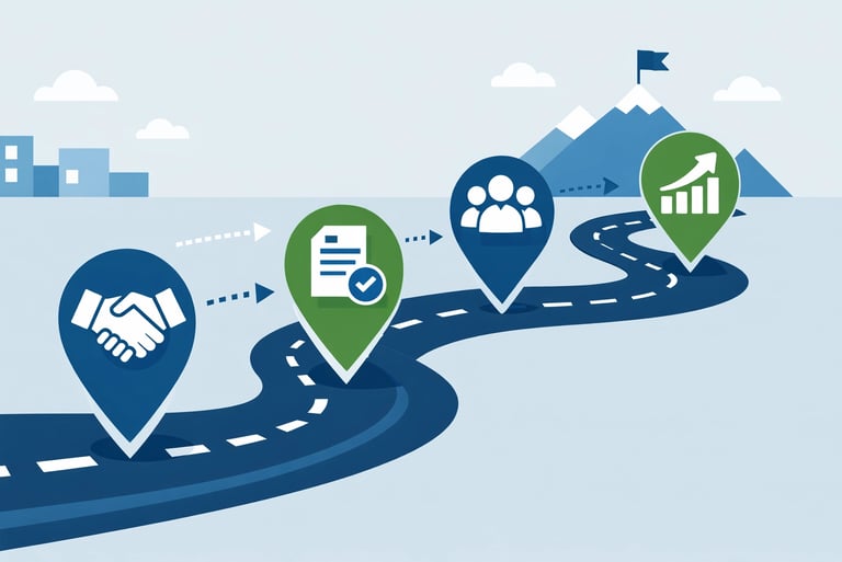 Business succession planning documents with EBITDA multiples and transition timeline, demonstrating 