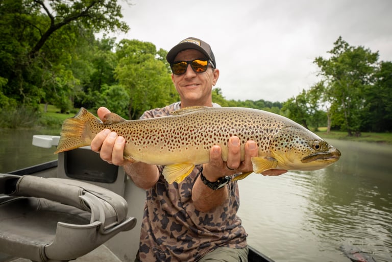 Big brown trout feed on streamers on the muddy water days.