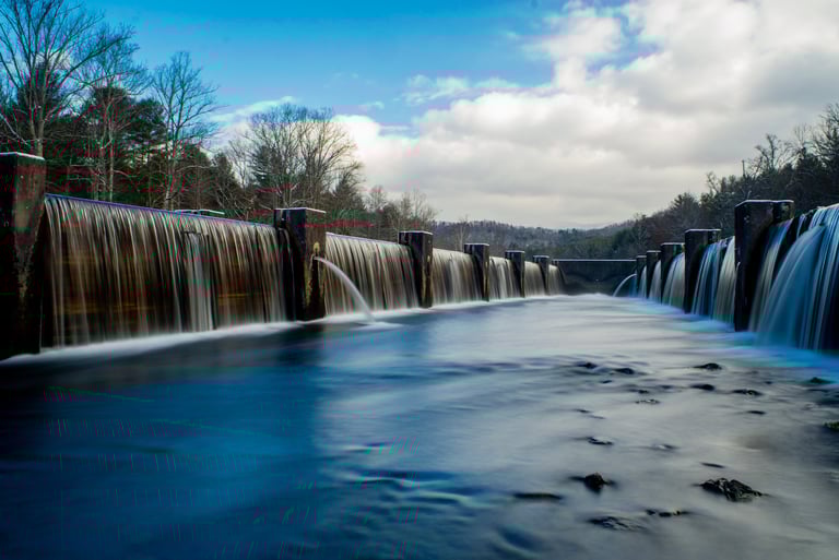 A stunning photo of the Weir Dam on the South Holston River in Tennessee.