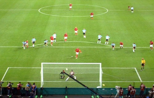 Beckham's Penalty Kick. Argentina vs England. 2002 FIFA World Cup in Sapporo Dome.