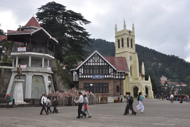 hight street and church, Shimla, Himachal Pradesh, India