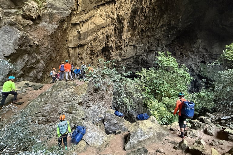 Looking down from the Garden Of Edam to camp 3, Hang Son Doong cave, Vietnam