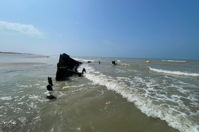 The beach at Leffrinckoucke, France