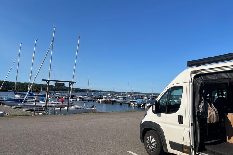 Vanersborg harbour at the southern tip of Lake Vanern, Sweden
