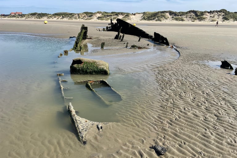 The wreck of the Claude London at Leffrinckoucke, France